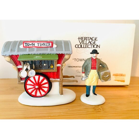 Department 56 Town Tinker Set of 2 Handpainted Porcelain Heritage Village 56464 - Picture 1 of 10